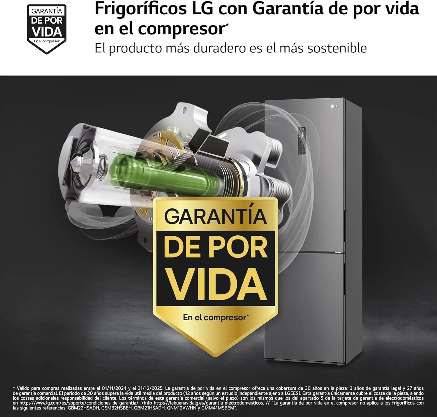LG GBP61DSXGC – Réfrigérateur combiné No Frost avec congélateur, compresseur Smart Inverter, inox anti-traces, 186 cm, 341 L