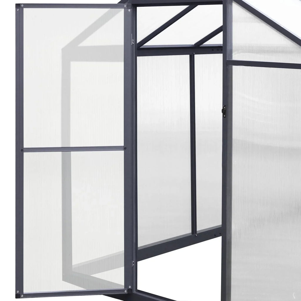 Serre de jardin aluminium VEIKOUS avec évent de toit réglable et porte verrouillable Grise