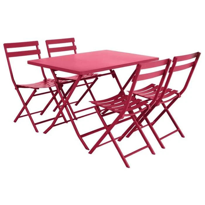 Table de jardin pliante carrée "Greensboro" pétrole 2 places en acier traité époxy - Hespéride