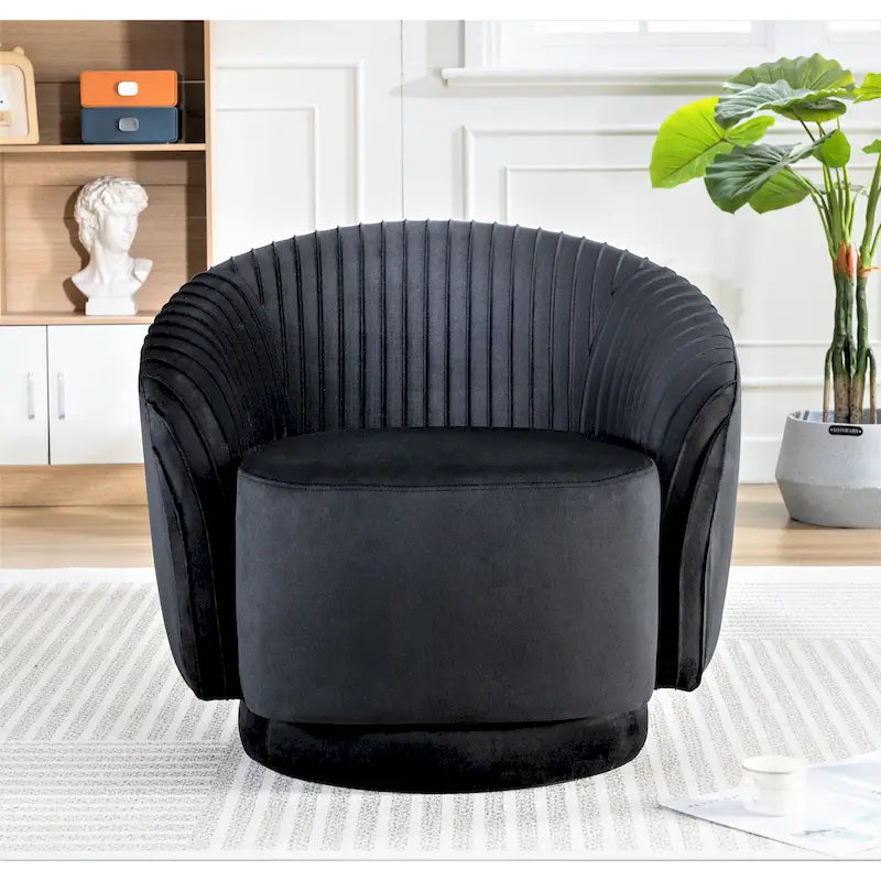 Petit fauteuil pivotant rond en velours Milvo
