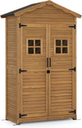 M MCombo Armoire de jardin en bois résistante aux intempéries, armoire à outils extérieure 57 × 109 × 180 cm, modèle 1152, naturel