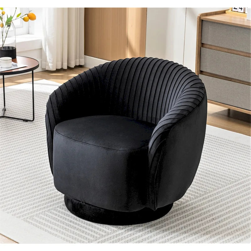 Petit fauteuil pivotant rond en velours Milvo