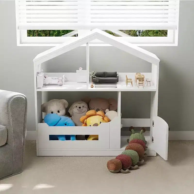 Étagère à livres pour enfants avec détecteur de mouvement, bibliothèque et organisateur de jouets en bois à 2 niveaux pour chambre d'enfant, crèche et salle de classe