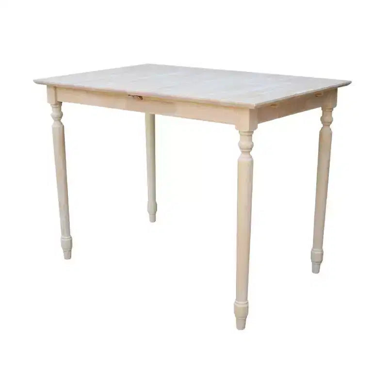 Table de salle à manger extensible hauteur comptoir avec rallonge papillon et pieds tournés non finie - International Concepts
