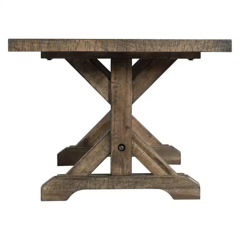 Table basse Flynn Trestle Noyer Marron - Picket House Furnishings : Table d'appoint rectangulaire rustique, finition vieillie