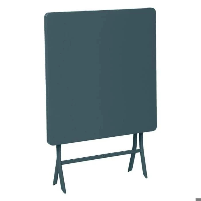Table de jardin pliante carrée "Greensboro" pétrole 2 places en acier traité époxy - Hespéride