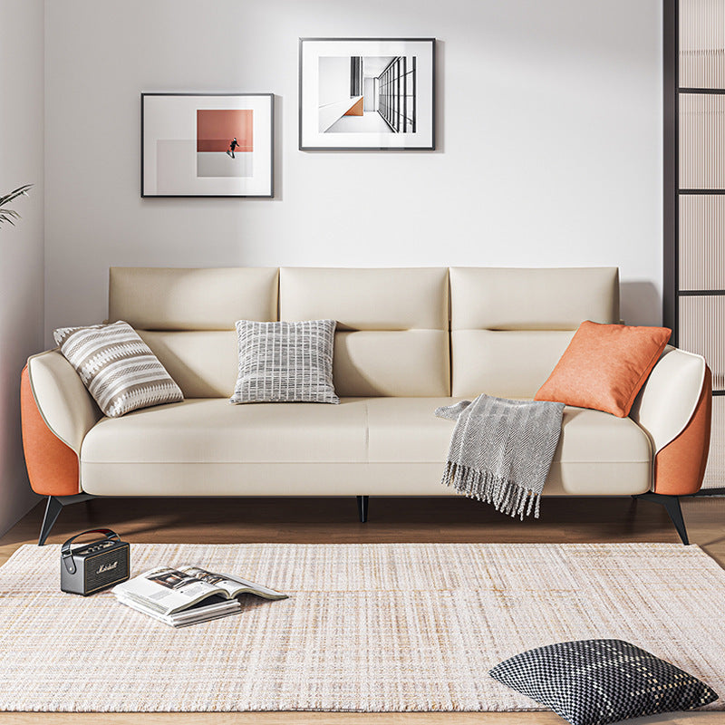 Modern 3-Seater Fabric Sofa – White