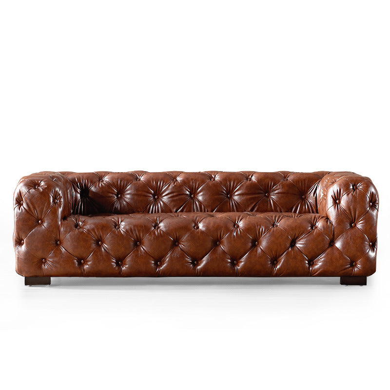 Industrial Leather Tufted Sofa
