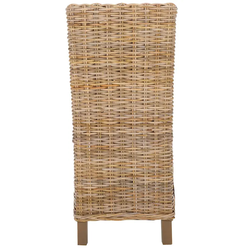 Lot de 2 chaises de salle à manger en osier naturel L 48 cm x P 56 cm x H 104 cm, style bohème côtier
