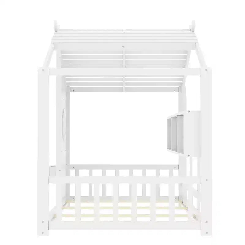 Lit cabane cabane Montessori pour enfant avec étagère de rangement - ModernLuxe