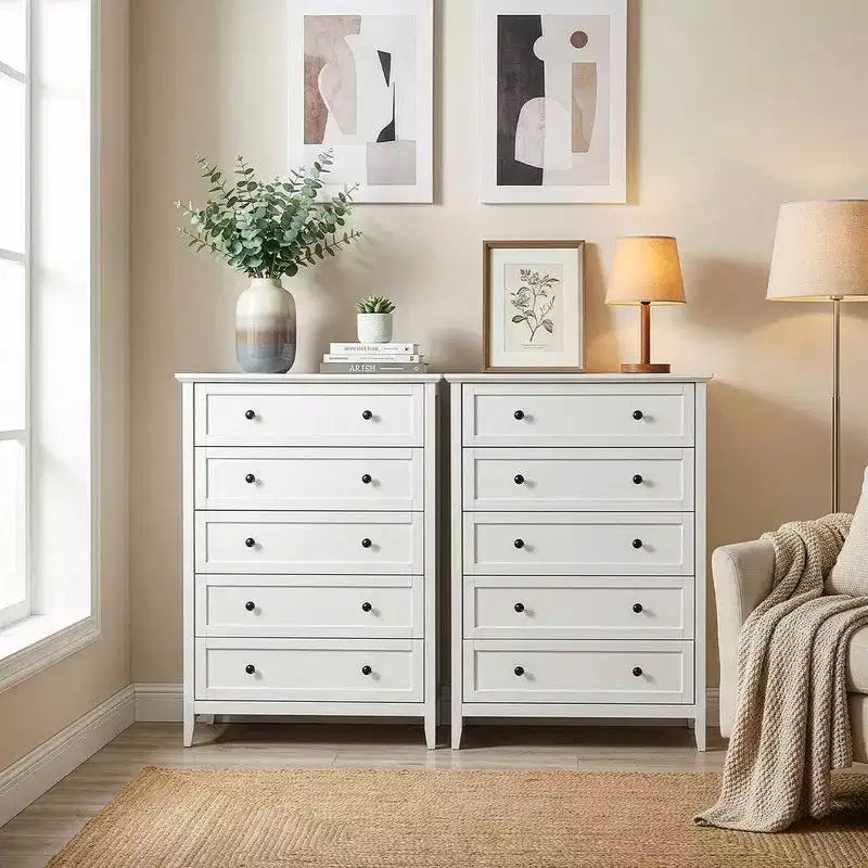Commode 5 tiroirs Karl Home à double poignée et à construction de cadre de 31,5 pouces