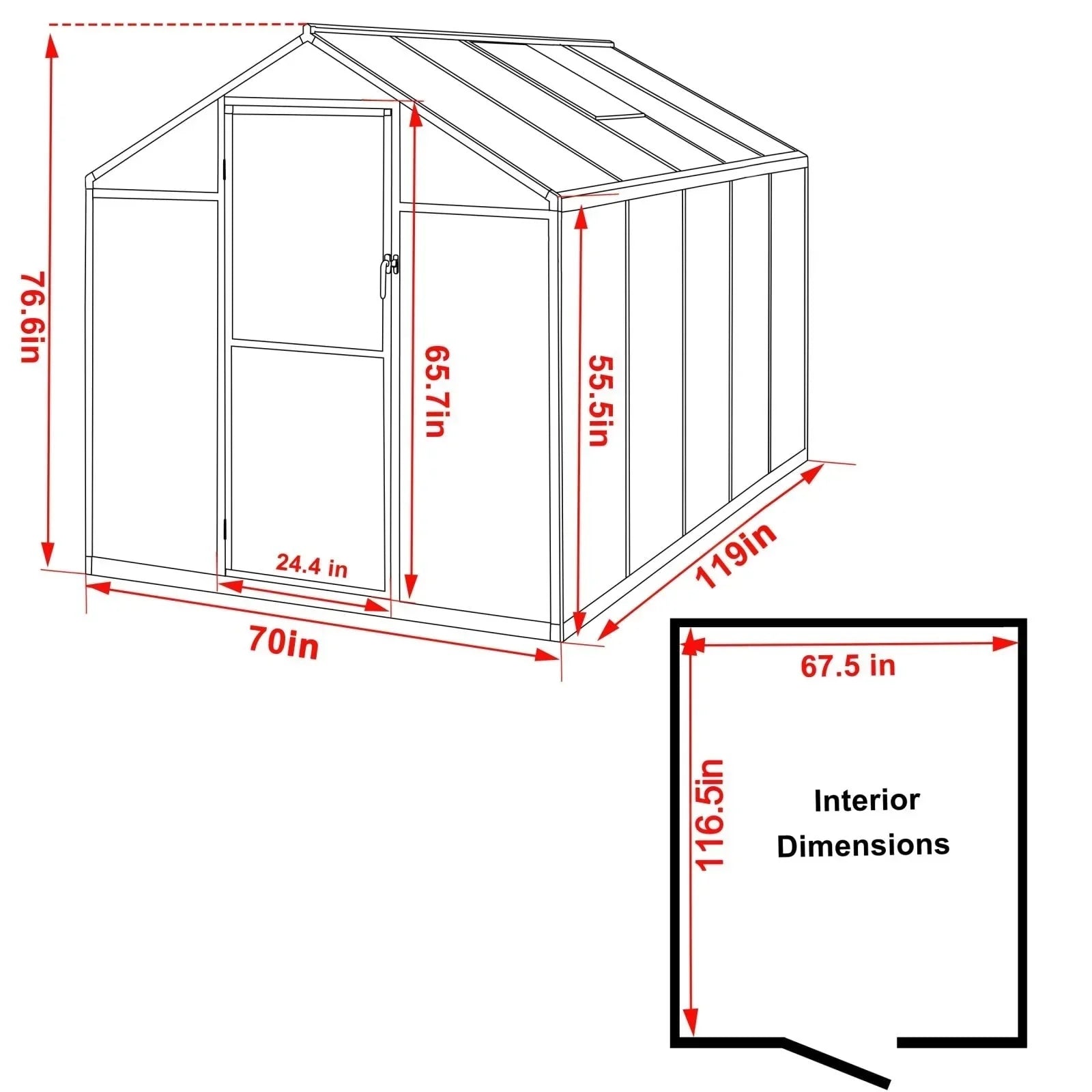 Serre de jardin aluminium VEIKOUS avec évent de toit réglable et porte verrouillable Grise