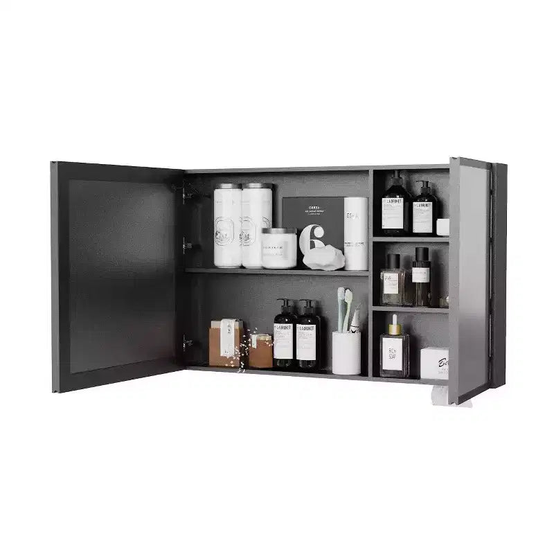Armoire de toilette murale Zeus & Ruta 39.3x23.6 avec miroir, éclairage blanc uni et anti-buée, étagères de rangement