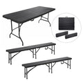 Ensemble Table et 2 Bancs Pliante - Sleivant Table de Jardin 6-8 Personnes - Table Camping Exterieur (1xTable +2 Bancs)