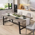 Table de salle à manger de 180 cm pour 6-8 personnes, grande table rectangulaire industrielle avec plateau en bois et pieds en métal pour cuisine et salle à manger, grise