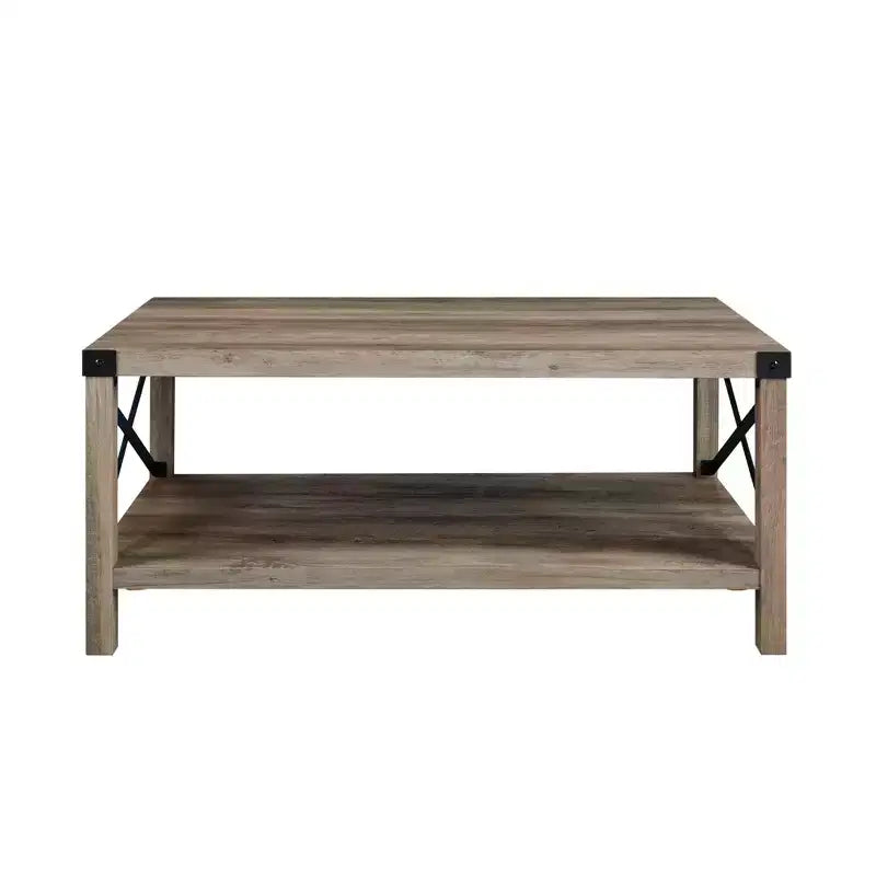 Table basse Sophie Rustic Industrial à piètement X - Saracina Home