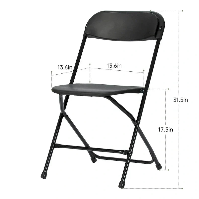 Chaise pliante en plastique, lot de 10, capacité de 158 kg pour événements, bureau, mariage, fête, pique-nique, cuisine, salle à manger