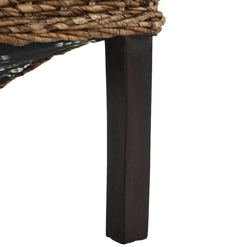 Lot de 2 chaises de salle à manger en osier naturel L 48 cm x P 56 cm x H 104 cm, style bohème côtier