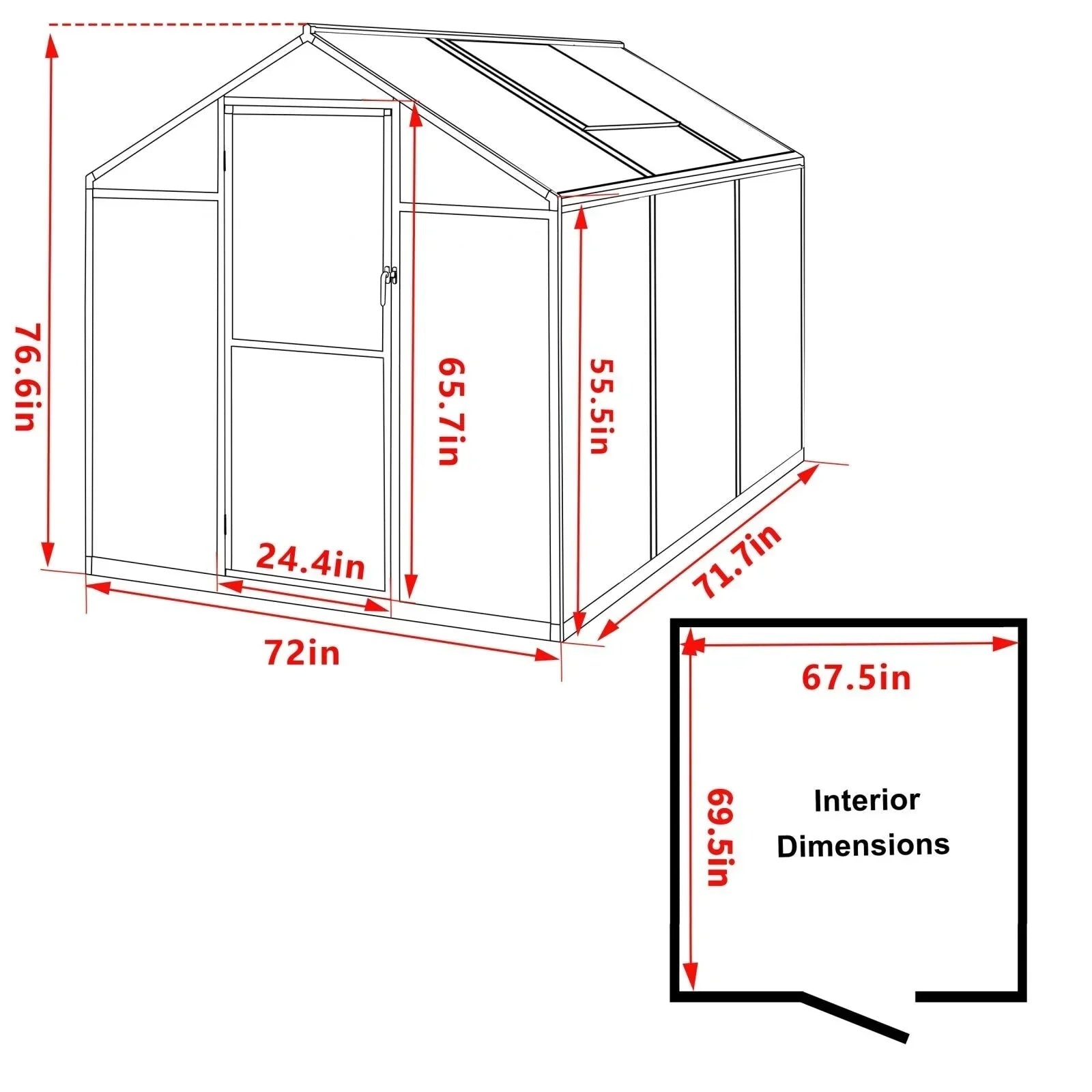 Serre de jardin aluminium VEIKOUS avec évent de toit réglable et porte verrouillable Grise