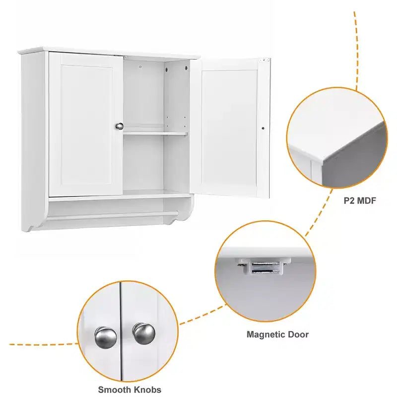 Armoire de salle de bain murale Costway avec barre porte-serviettes marron/gris
