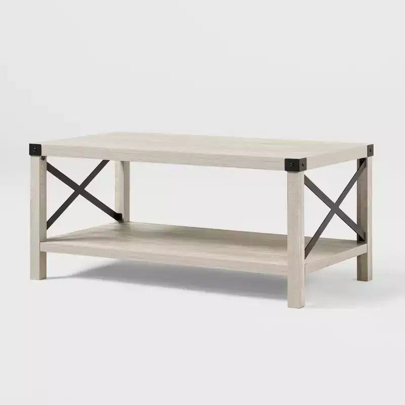 Table basse Sophie Rustic Industrial à piètement X - Saracina Home
