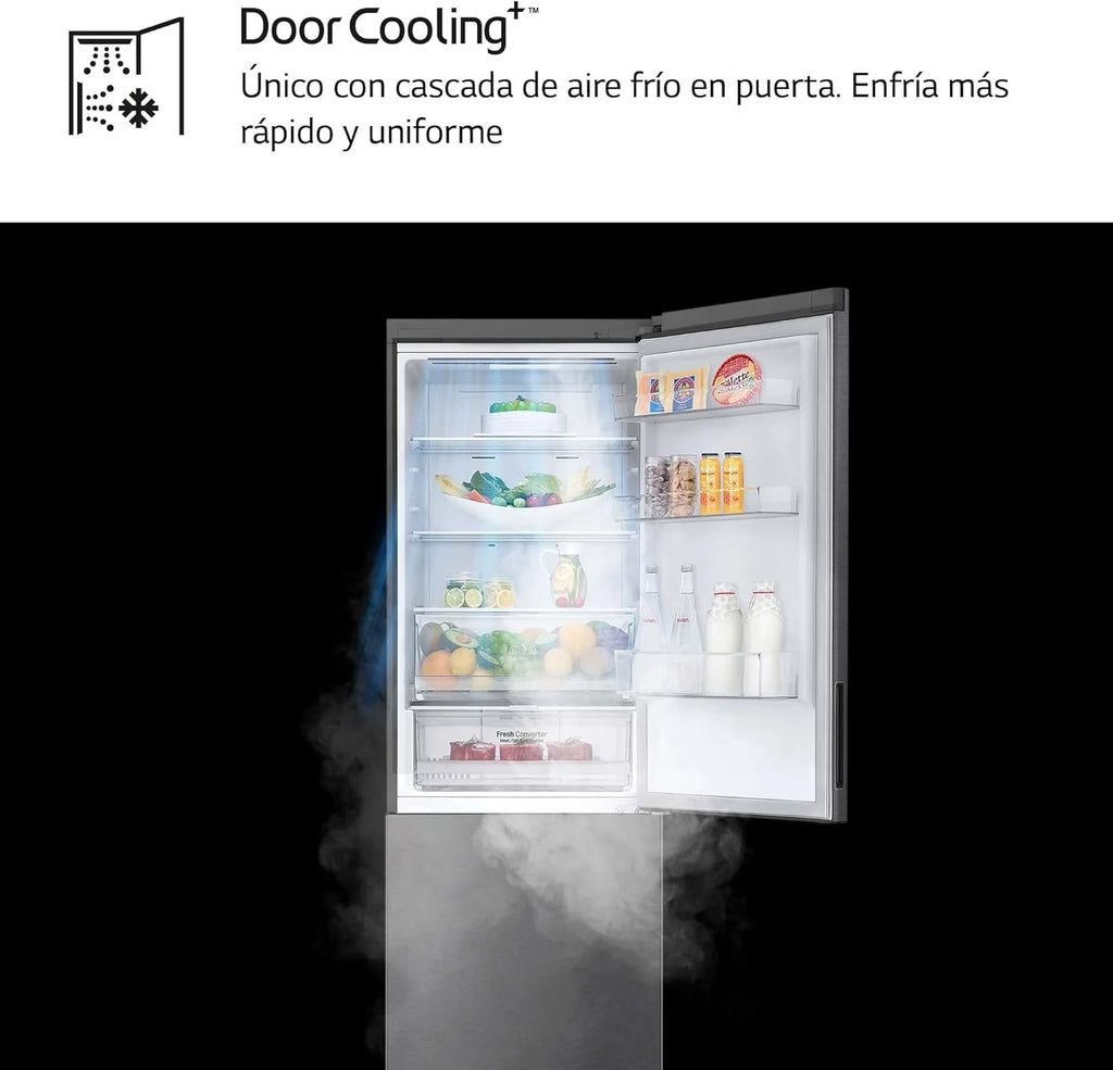 LG GBP61DSXGC – Réfrigérateur combiné No Frost avec congélateur, compresseur Smart Inverter, inox anti-traces, 186 cm, 341 L