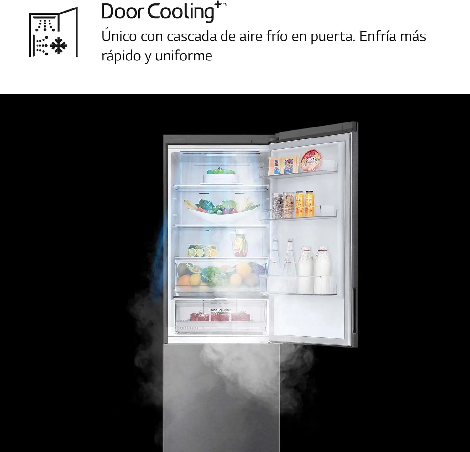 LG GBP61DSXGC – Réfrigérateur combiné No Frost avec congélateur, compresseur Smart Inverter, inox anti-traces, 186 cm, 341 L