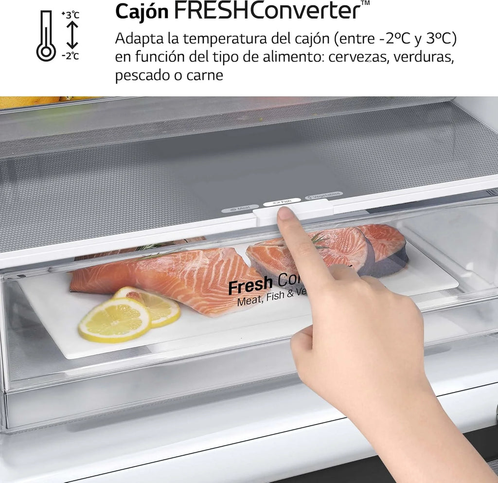 LG GBP61DSXGC – Réfrigérateur combiné No Frost avec congélateur, compresseur Smart Inverter, inox anti-traces, 186 cm, 341 L