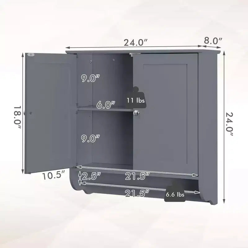 Armoire de salle de bain murale Costway avec barre porte-serviettes marron/gris