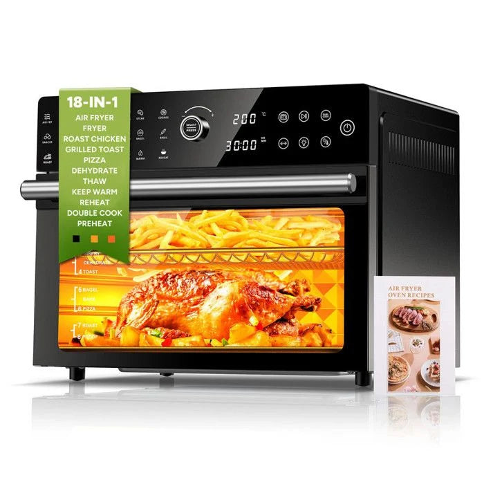 Mini four professionnel - Four a air, 30L/21 Programmes/30-230℃,  Lumière intégrée, Cavité et plateaux en acier inoxydable