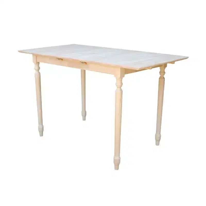 Table de salle à manger extensible hauteur comptoir avec rallonge papillon et pieds tournés non finie - International Concepts