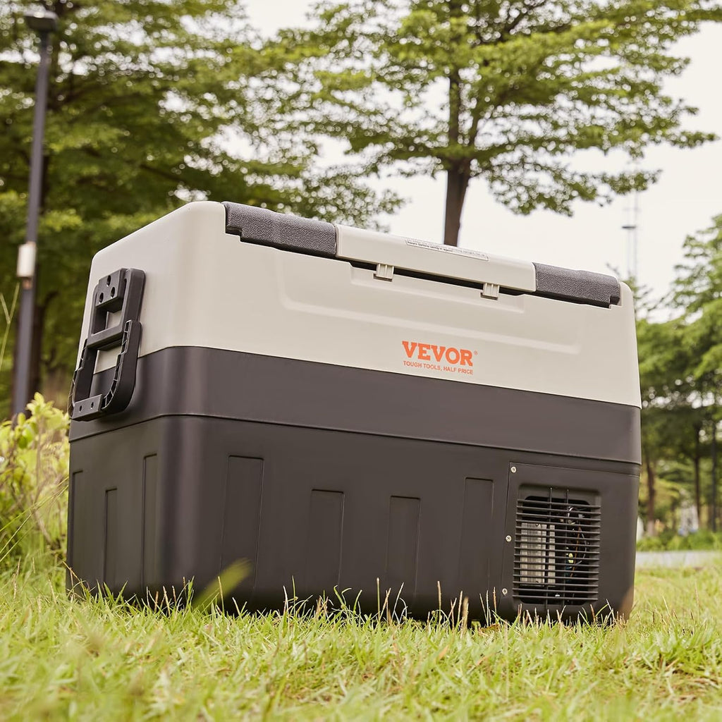 VEVOR Glacière Électrique Portable de 55 L Réfrigérateur de Voiture Portable 12/24 V CC 100-240 V CA Frigo Voiture Double Zone 0,6 kW.h -20 °C à 10 °C Réglable Congélateur pour Camion Bateau Camping