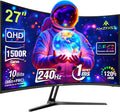 Amzfast Écran PC Gaming incurvé 27 pouces, 2K QHD (2560 x 1440), 240 Hz, 1 ms MPRT, 1500R, sRGB 120 %, Adaptive Sync, filtre de lumière bleue, VESA 100 x 100, HDMI 2.0 x2 / DP 1.4 x2, AMZG27C1Q Pro