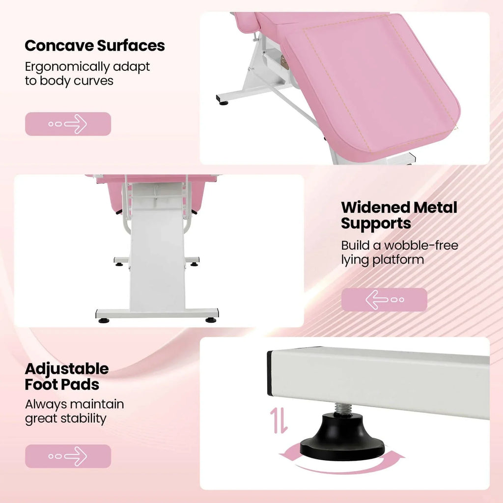 Costway Lit de massage 72" avec tabouret hydraulique et dossier réglable