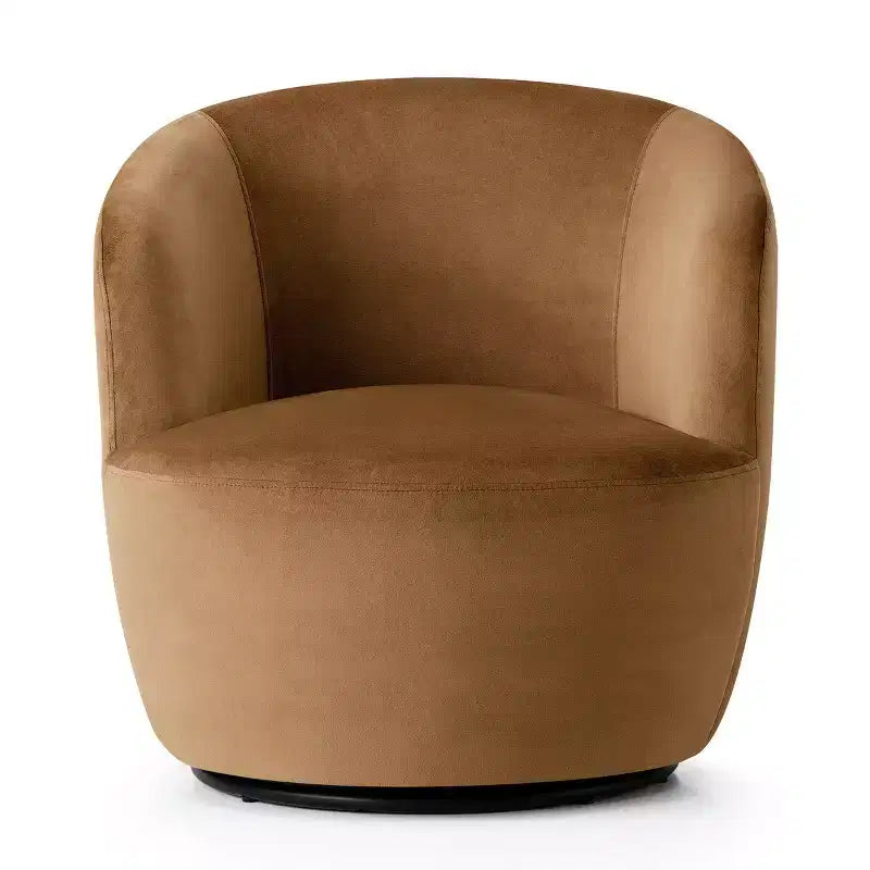Fauteuil d'appoint pivotant moderne en velours, Fauteuil barillet rembourré avec rotation à 360°, Fauteuil de salon pour le séjour et le coin lecture - Panipeachy