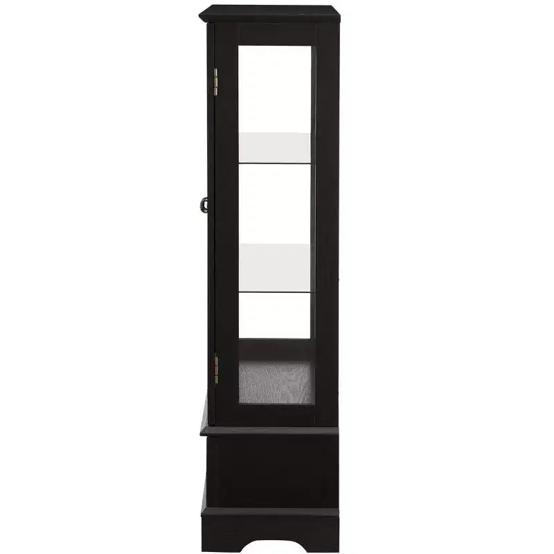 Vitrine en verre éclairée avec étagères réglables - Vitrine élégante à 2 portes et tiroir intégré, ampoule incluse