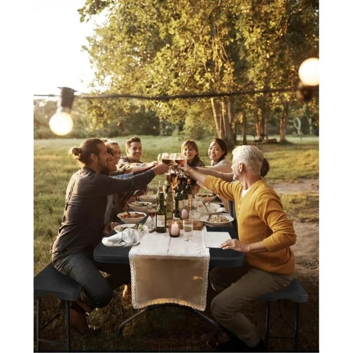Ensemble Table et 2 Bancs Pliante - Sleivant Table de Jardin 6-8 Personnes - Table Camping Exterieur (1xTable +2 Bancs)