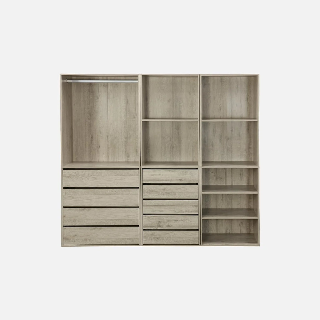 sweeek - Kit Dressing modulable 3 éléments MODULO. Naturel. 200 x 45 x 180 cm