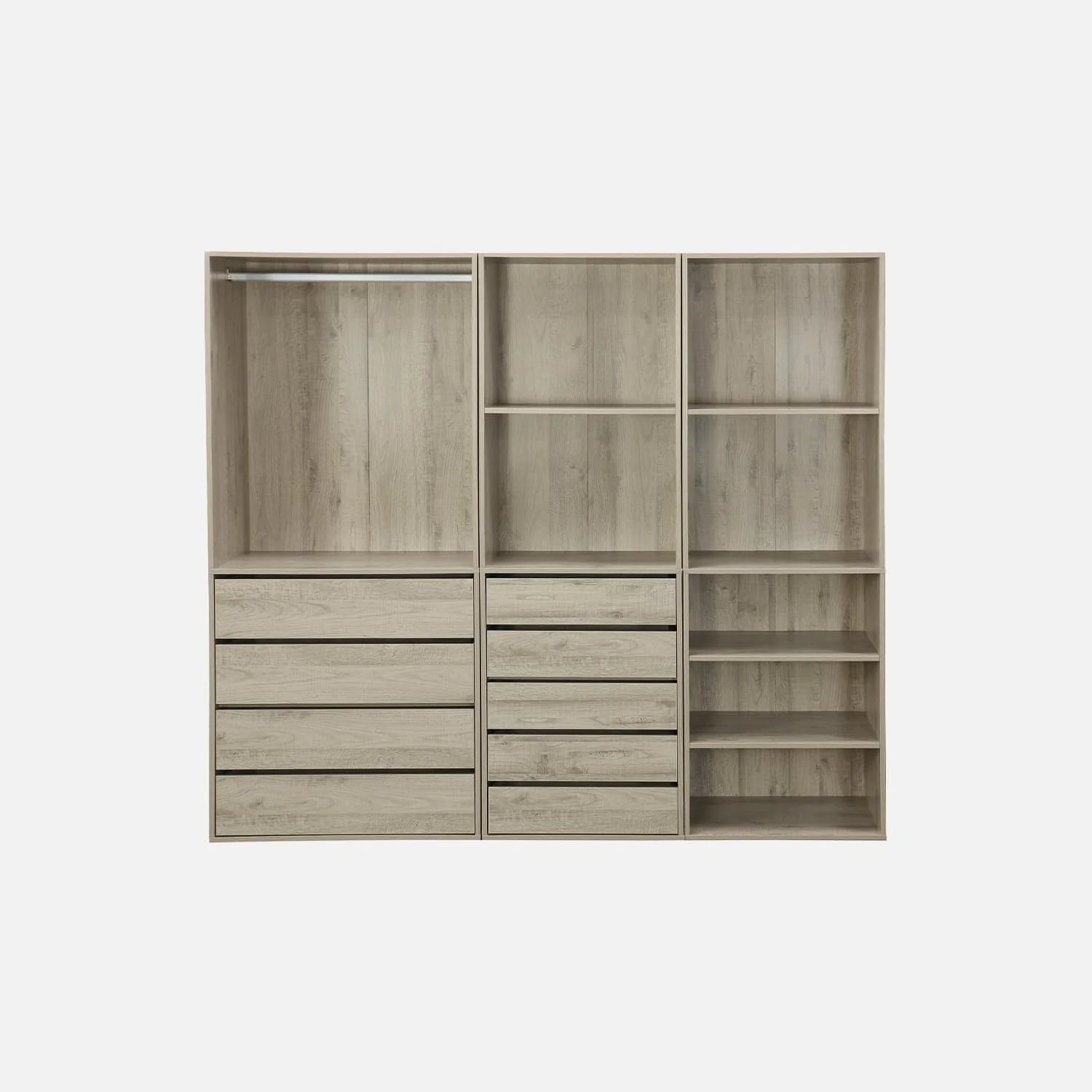 sweeek - Kit Dressing modulable 3 éléments MODULO. Naturel. 200 x 45 x 180 cm