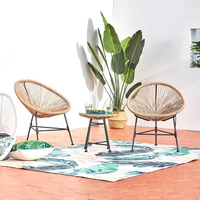ACAPULCO - Ensemble de 2 fauteuils et table basse vert