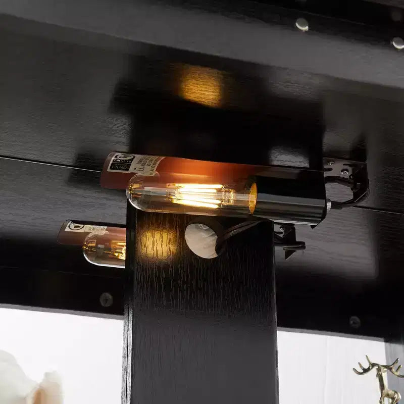 Vitrine en verre éclairée avec étagères réglables - Vitrine élégante à 2 portes et tiroir intégré, ampoule incluse