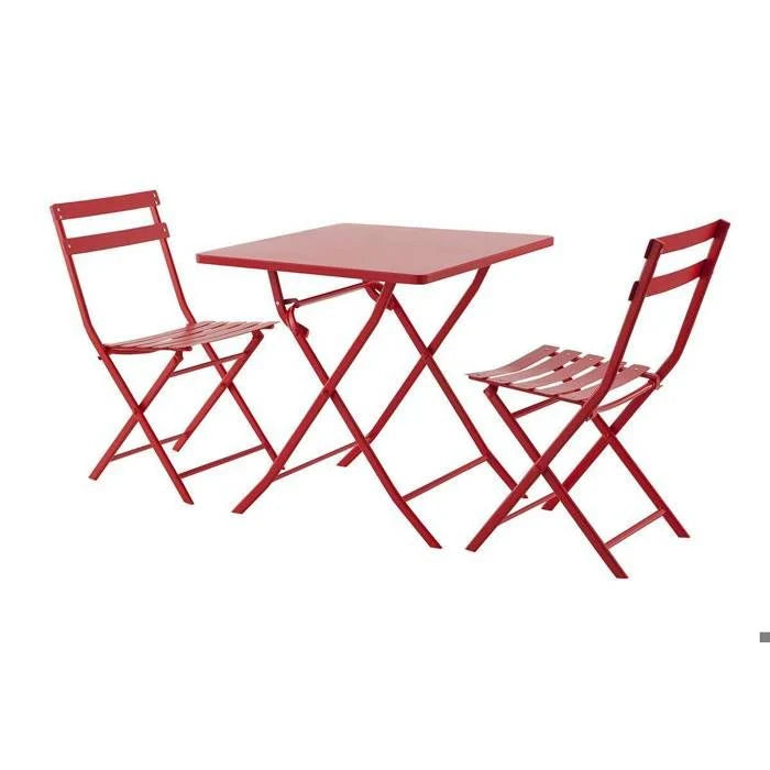Table de jardin pliante carrée "Greensboro" pétrole 2 places en acier traité époxy - Hespéride