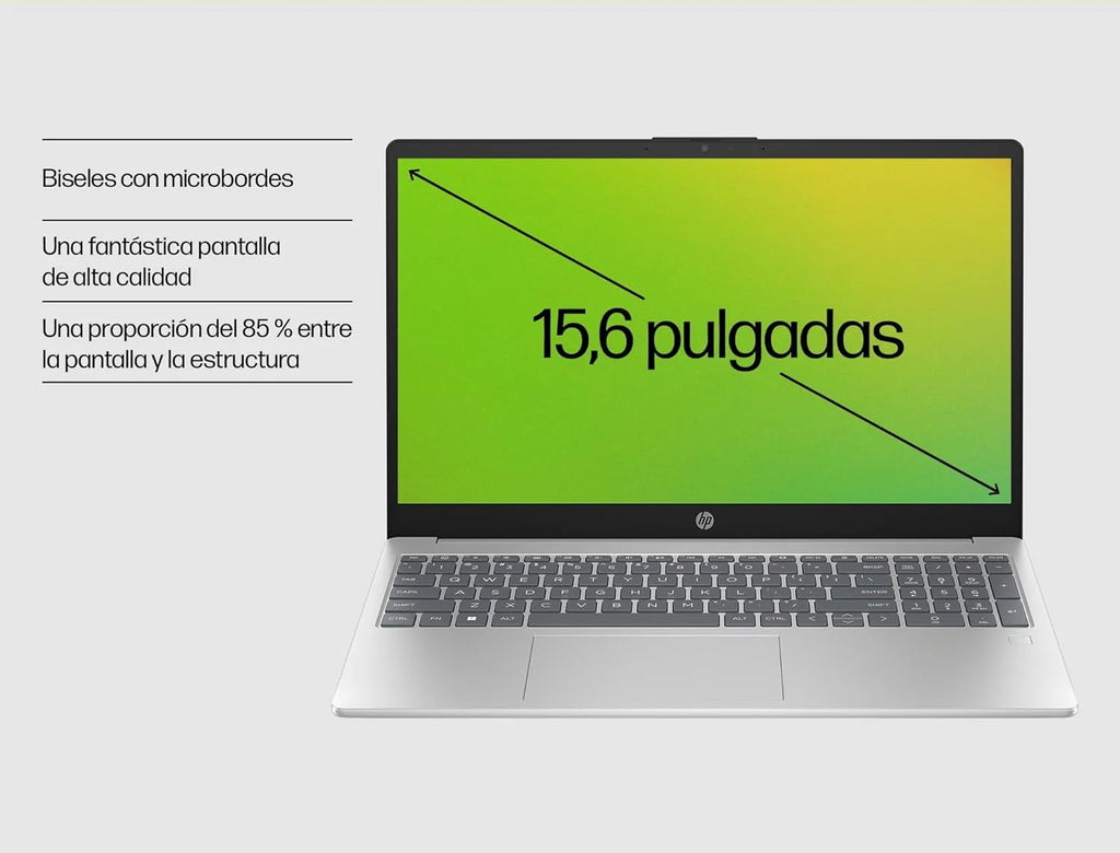 HP 15-fd0163ns – Ordinateur portable 15,6" Full HD (Intel Core i5-1334U, 16 Go RAM, SSD 512 Go, Intel Iris Xe Graphics, Windows 11), argent – Clavier QWERTY espagnol