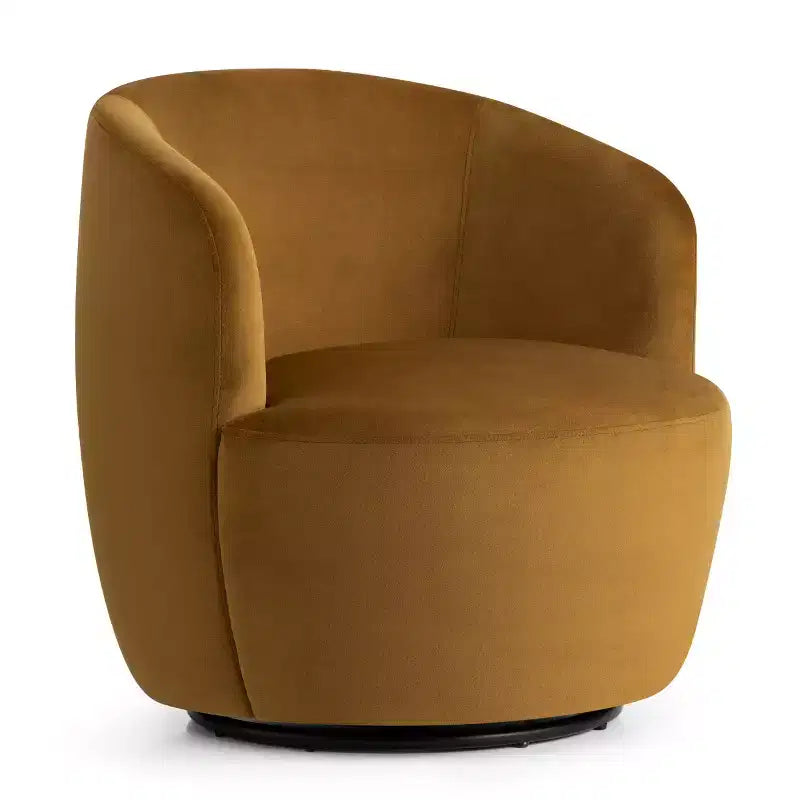 Fauteuil d'appoint pivotant moderne en velours, Fauteuil barillet rembourré avec rotation à 360°, Fauteuil de salon pour le séjour et le coin lecture - Panipeachy