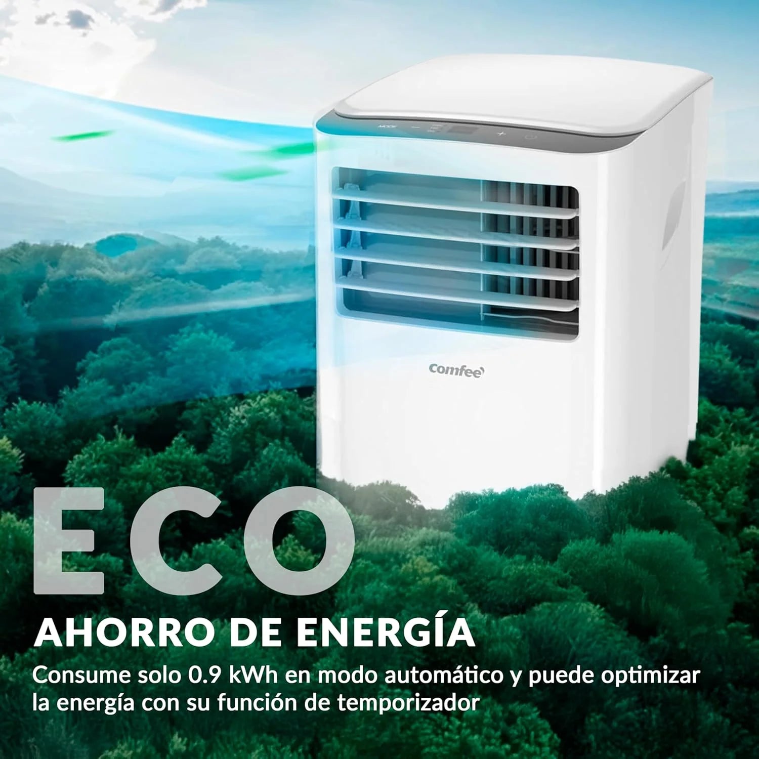 COMFEE Climatiseur mobile 8000 BTU / 2000 frigories – Sans unité extérieure – Silencieux et basse consommation avec kit fenêtre | 3-en-1 : refroidit, ventile et déshumidifie