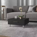 Table basse rectangulaire Wengé avec 1 tiroir, quatre pieds en métal, poignée en métal, plateau supérieur, table d'appoint pour salon