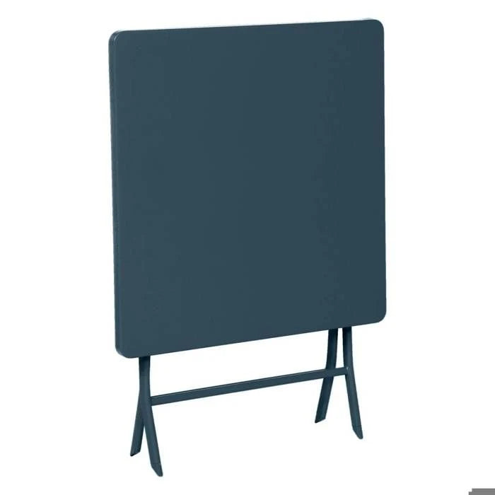 Table de jardin pliante carrée "Greensboro" pétrole 2 places en acier traité époxy - Hespéride