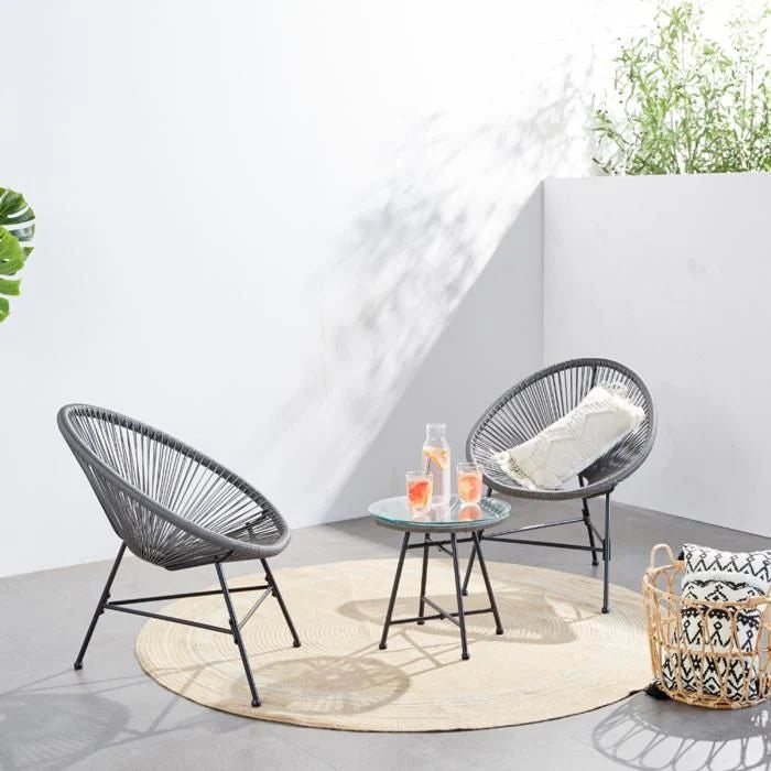 ACAPULCO - Ensemble de 2 fauteuils et table basse vert