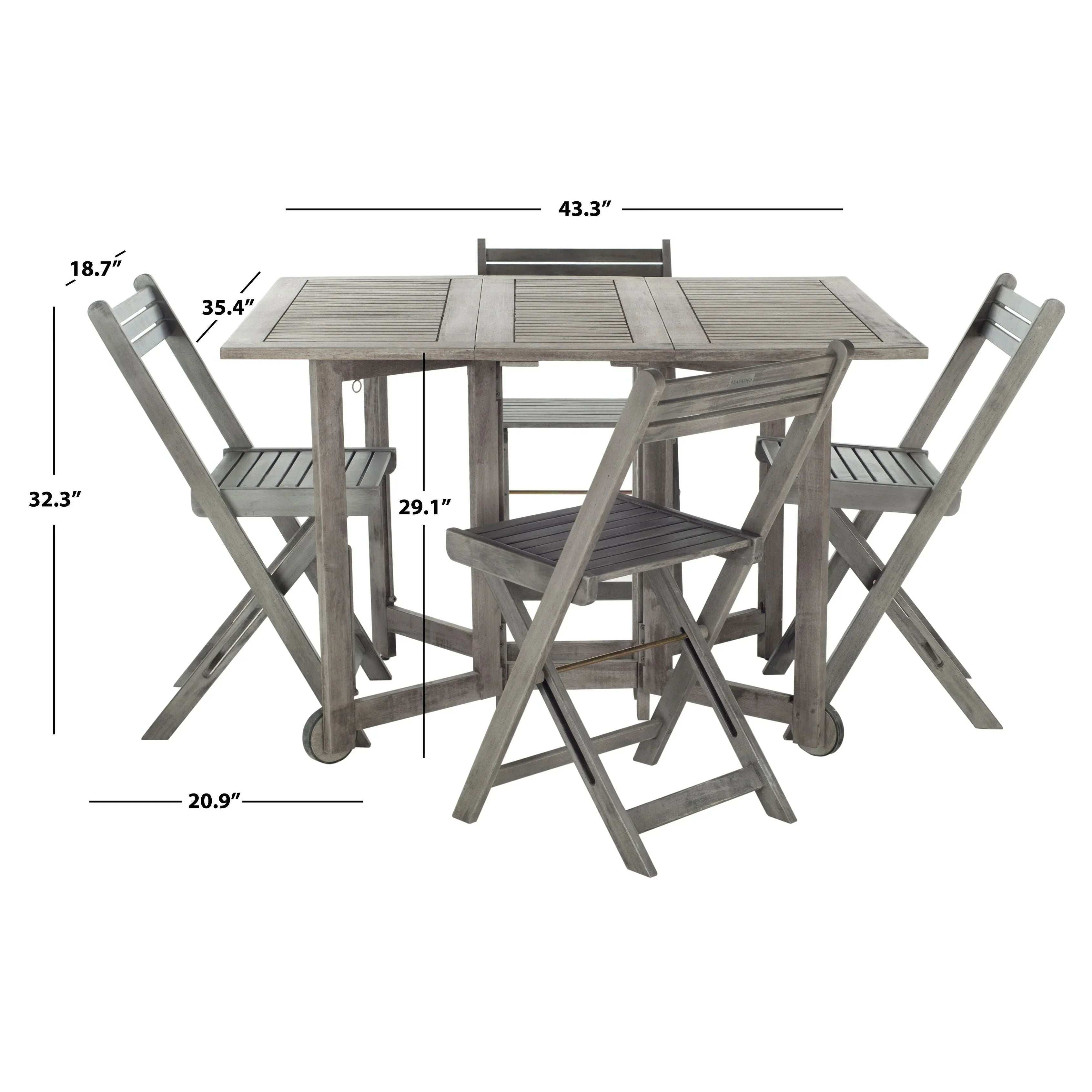 Ensemble de table à manger d'extérieur SAFAVIEH Outdoor Brandy 5 pièces - 43Lx35Px29H