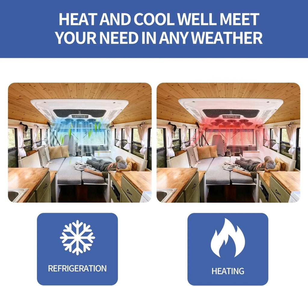 Climatiseur RV 8 800 BTU 12 V CC pour camions et camping-cars avec télécommande